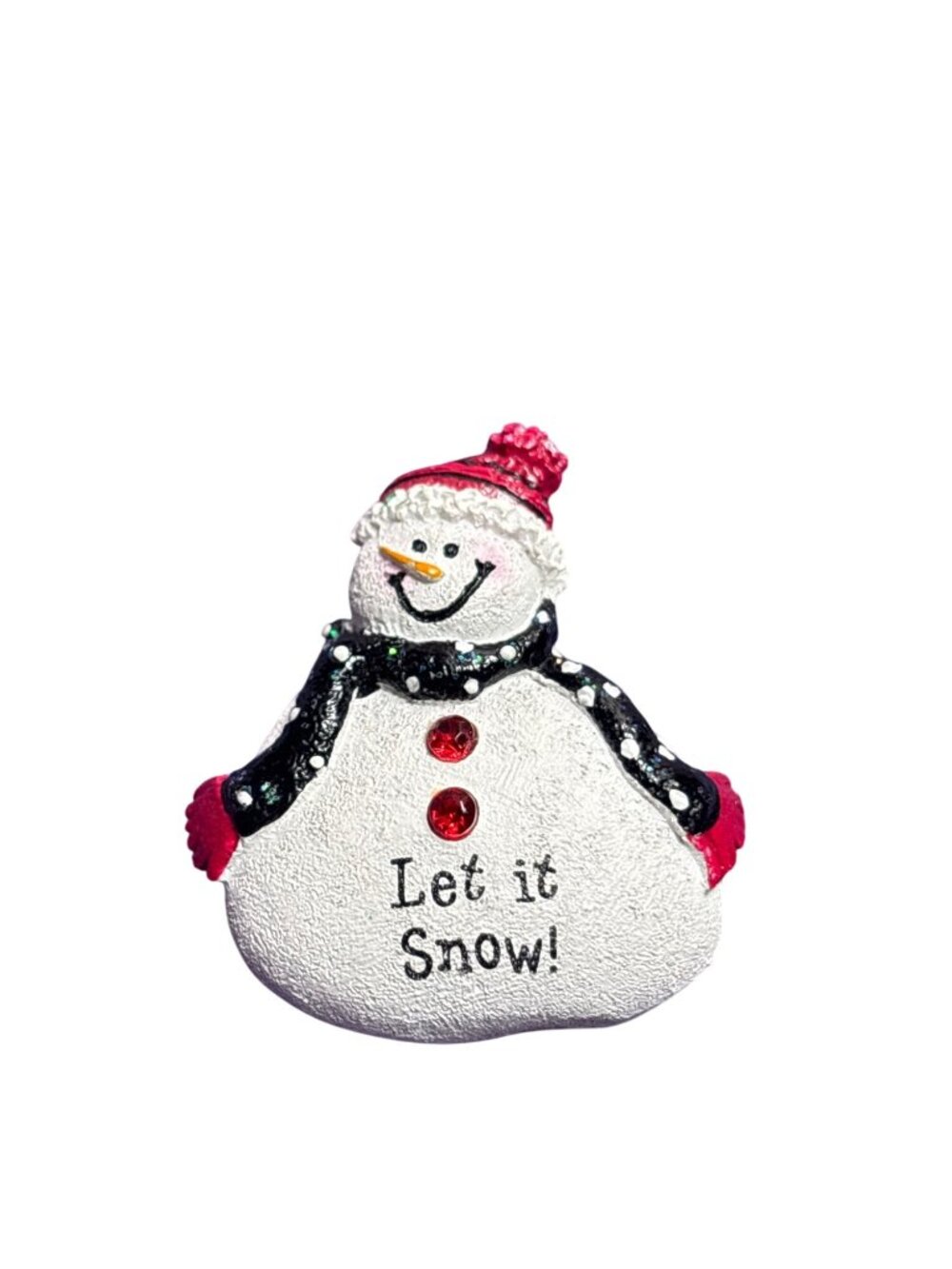 Vtg Resin Snowman Brooch Pin Let It Snow Polka Dots Red Rhinestones C Clasp